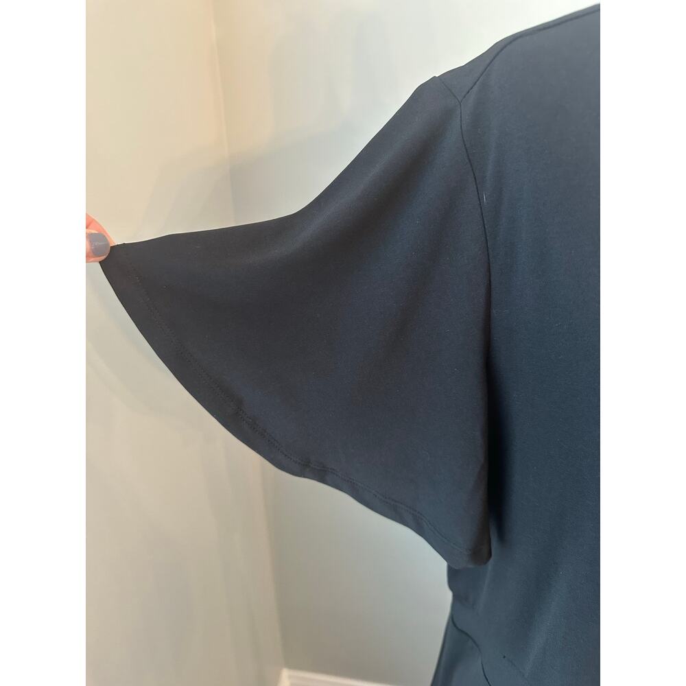 Lane Bryant Black Faux Wrap Dress XL Flutter Sleeve Ruffle Midi Plus Size - Picture 4 of 13
